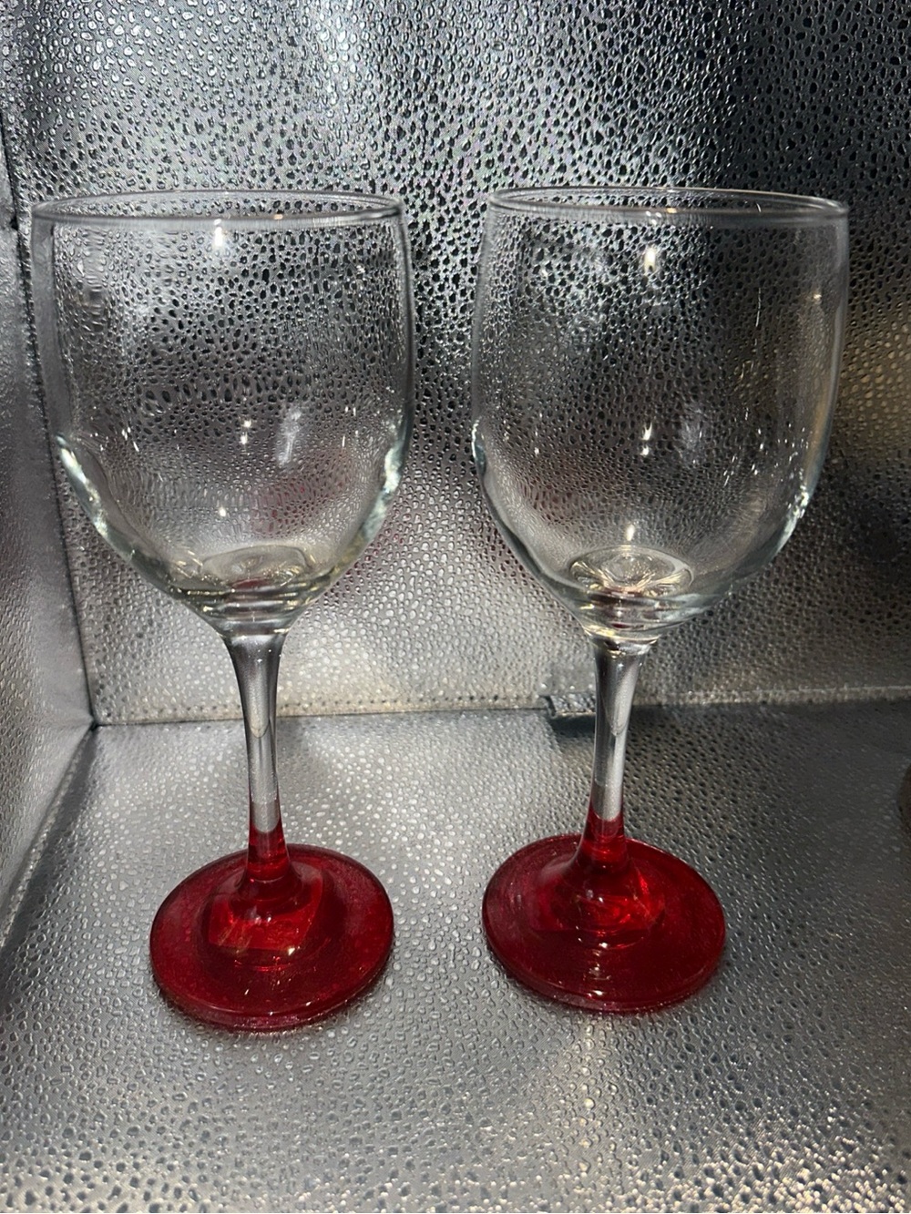 Red bottom clear glass Wine Glasses - Set of 2 made in Mexico